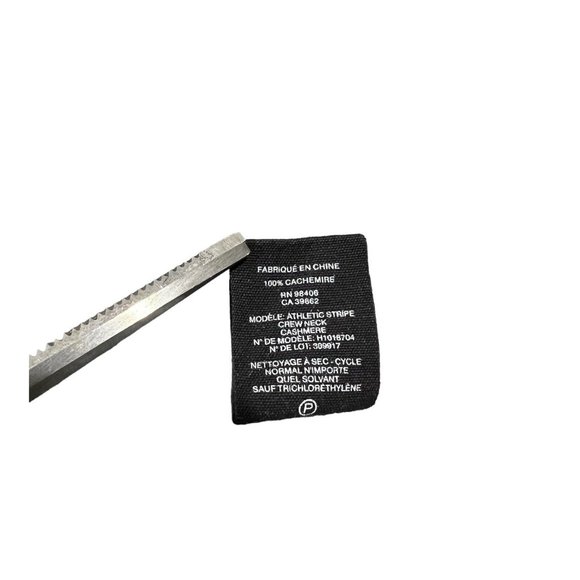 Theory Gray Athletic Stripe Crew Long Sleeve Cashmere Sweater Jumper Size P ECU - Picture 11 of 12